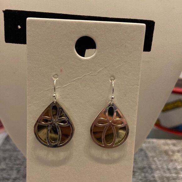 Express Earrings Silver color double layered NWT - Picture 1 of 6